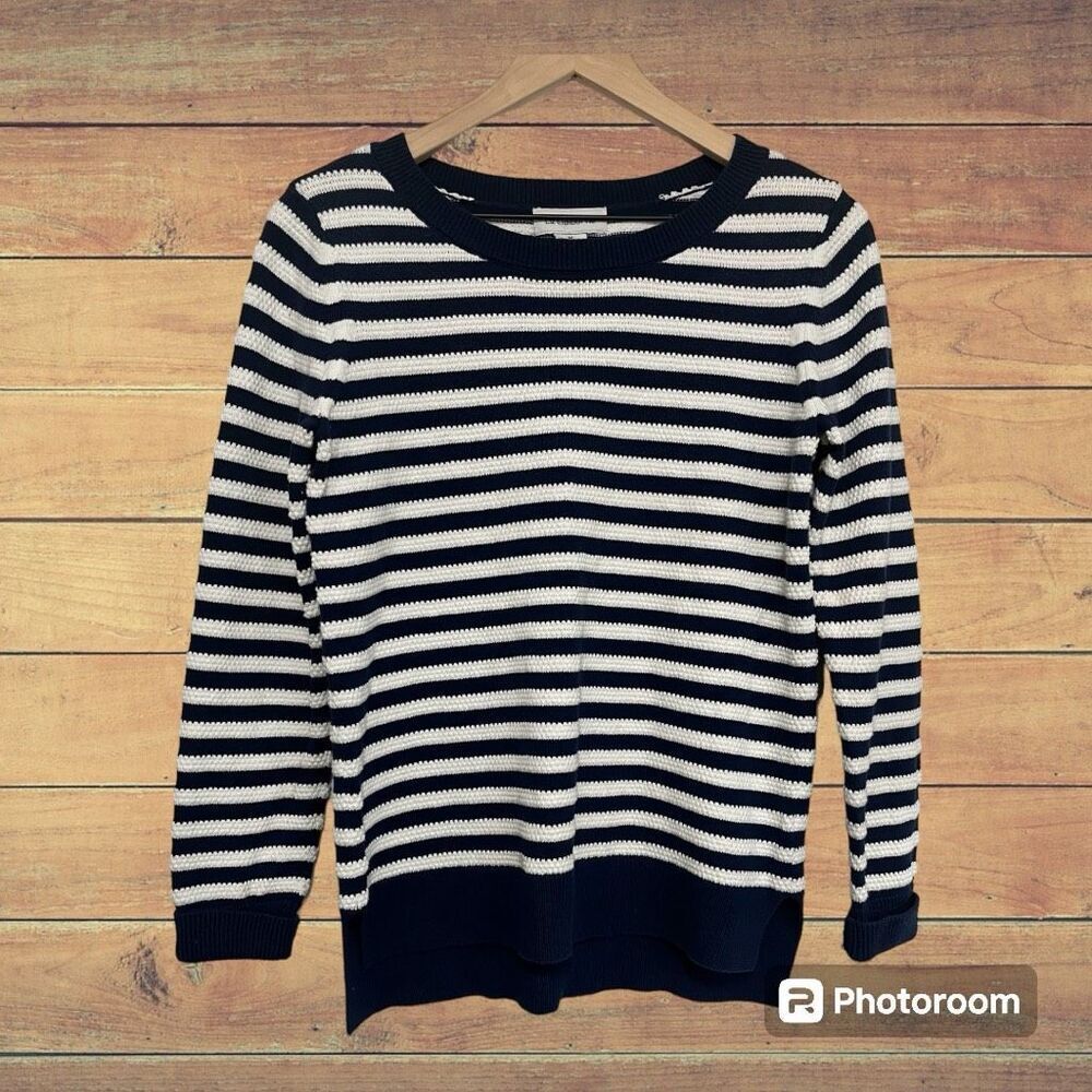 Liz Claiborne Blue And White Striped Sweater Sz M EUC